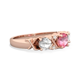 Lab Pink Sapphire Hugs And Kisses 14K Rose Gold ring R5016