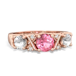 Lab Pink Sapphire Hugs And Kisses 14K Rose Gold ring R5016