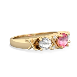 Lab Pink Sapphire Hugs And Kisses 14K Yellow Gold ring R5016