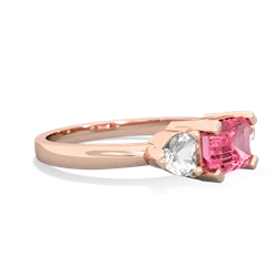 Lab Pink Sapphire Three Stone 14K Rose Gold ring R5235