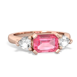 Lab Pink Sapphire Three Stone 14K Rose Gold ring R5235