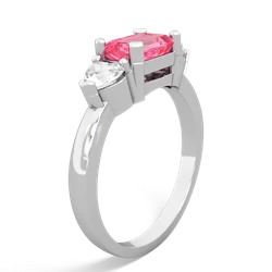 Lab Pink Sapphire Three Stone 14K White Gold ring R5235