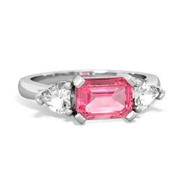 Lab Pink Sapphire Three Stone 14K White Gold ring R5235