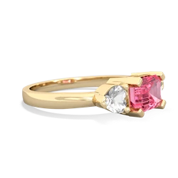 Lab Pink Sapphire Three Stone 14K Yellow Gold ring R5235