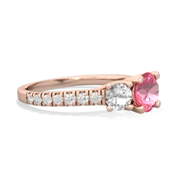 Lab Pink Sapphire Pave Trellis 14K Rose Gold ring R5500