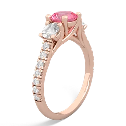 Lab Pink Sapphire Pave Trellis 14K Rose Gold ring R5500