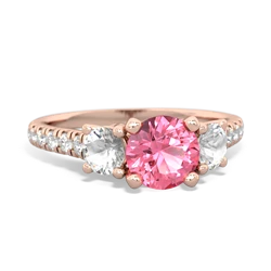 Lab Pink Sapphire Pave Trellis 14K Rose Gold ring R5500