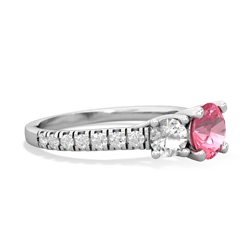 Lab Pink Sapphire Pave Trellis 14K White Gold ring R5500