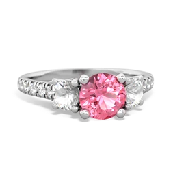 Lab Pink Sapphire Pave Trellis 14K White Gold ring R5500