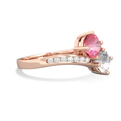 Lab Pink Sapphire Channel Set Two Stone 14K Rose Gold ring R5303