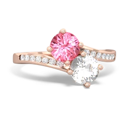 Lab Pink Sapphire Channel Set Two Stone 14K Rose Gold ring R5303