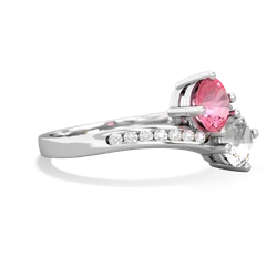 Lab Pink Sapphire Channel Set Two Stone 14K White Gold ring R5303