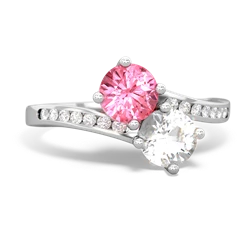 Lab Pink Sapphire Channel Set Two Stone 14K White Gold ring R5303