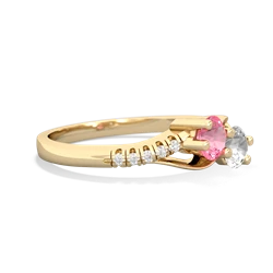 Lab Pink Sapphire Infinity Pave Two Stone 14K Yellow Gold ring R5285