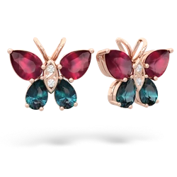 Ruby Butterfly 14K Rose Gold earrings E2215