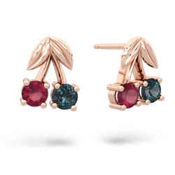 Ruby Sweet Cherries 14K Rose Gold earrings E7001