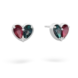 Ruby 'Our Heart' 14K White Gold earrings E5072