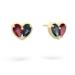 Ruby 'Our Heart' 14K Yellow Gold earrings E5072