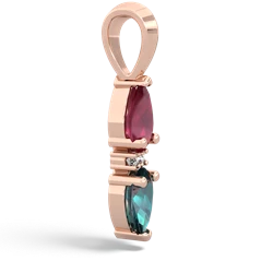 Ruby Bowtie Drop 14K Rose Gold pendant P0865