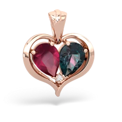 Ruby Two Become One 14K Rose Gold pendant P5330