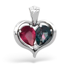 Ruby Two Become One 14K White Gold pendant P5330