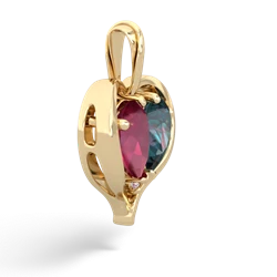 Ruby Two Become One 14K Yellow Gold pendant P5330