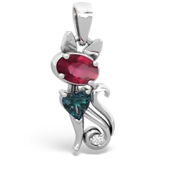 Ruby Kitten 14K White Gold pendant P5780