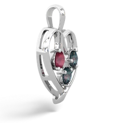 Ruby Glowing Heart 14K White Gold pendant P2233