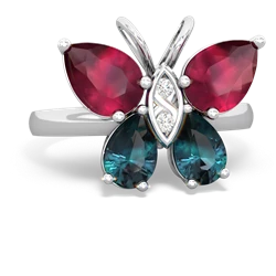 Ruby Butterfly 14K White Gold ring R2215