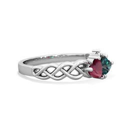 Ruby Heart To Heart Braid 14K White Gold ring R5870