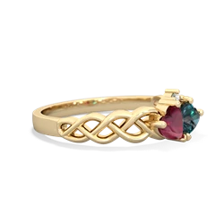 Ruby Heart To Heart Braid 14K Yellow Gold ring R5870