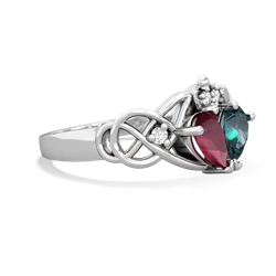 Ruby 'One Heart' Celtic Knot Claddagh 14K White Gold ring R5322