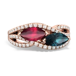 Ruby Diamond Rivers 14K Rose Gold ring R3070