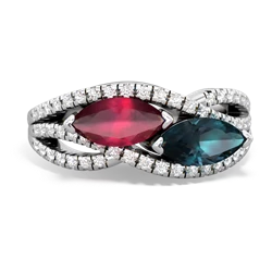 Ruby Diamond Rivers 14K White Gold ring R3070