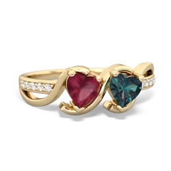 Ruby Side By Side 14K Yellow Gold ring R3090