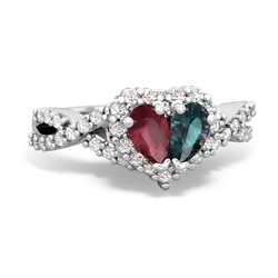 Ruby Diamond Twist 'One Heart' 14K White Gold ring R2640HRT