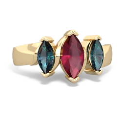 Ruby Three Peeks 14K Yellow Gold ring R2433