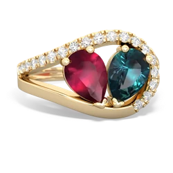 Ruby Nestled Heart Keepsake 14K Yellow Gold ring R5650