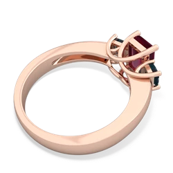 Ruby Three Stone Emerald-Cut Trellis 14K Rose Gold ring R4021