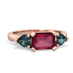 Ruby Three Stone 14K Rose Gold ring R5235