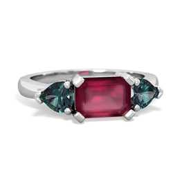 Ruby Three Stone 14K White Gold ring R5235