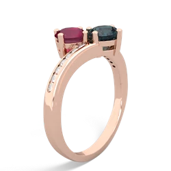 Ruby Channel Set Two Stone 14K Rose Gold ring R5303