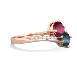 Ruby Channel Set Two Stone 14K Rose Gold ring R5303