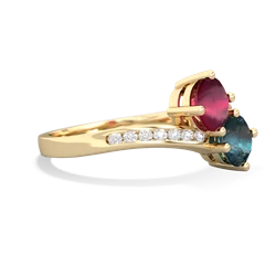 Ruby Channel Set Two Stone 14K Yellow Gold ring R5303