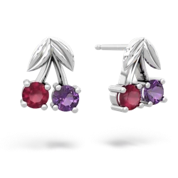 Ruby Sweet Cherries 14K White Gold earrings E7001