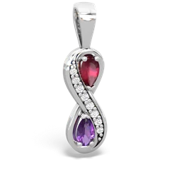 Ruby Diamond Infinity 14K White Gold pendant P5390