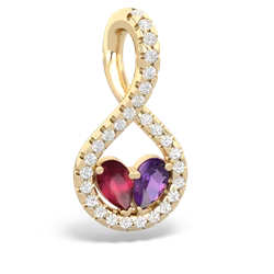 Ruby Pave Twist 'One Heart' 14K Yellow Gold pendant P5360