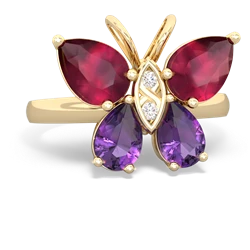 Ruby Butterfly 14K Yellow Gold ring R2215