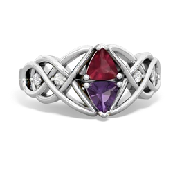 Ruby Keepsake Celtic Knot 14K White Gold ring R5300