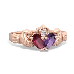 Ruby 'Our Heart' Claddagh 14K Rose Gold ring R2388